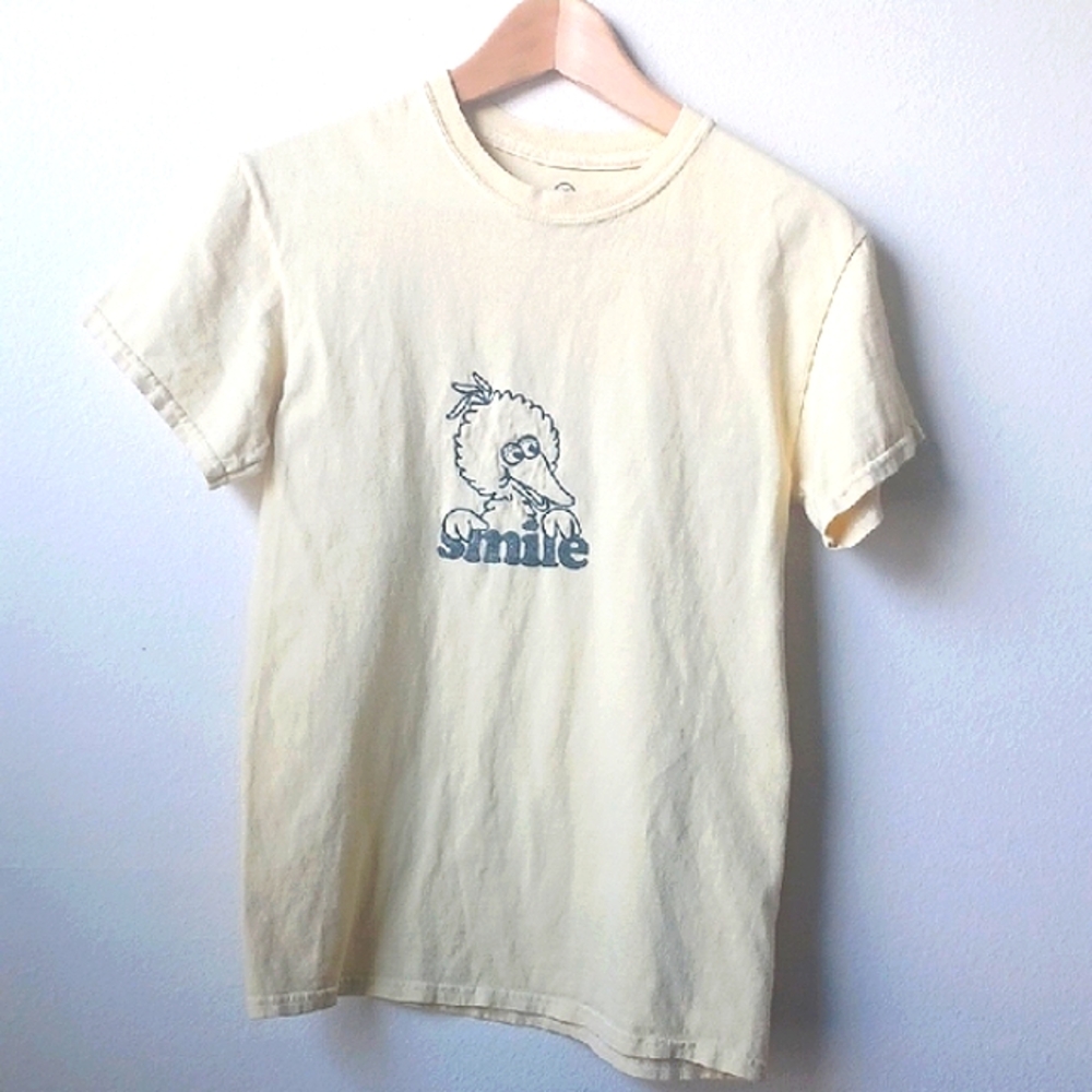Urban Outfitters Sesame Street Big Bird Embroidered Yellow Tee Small